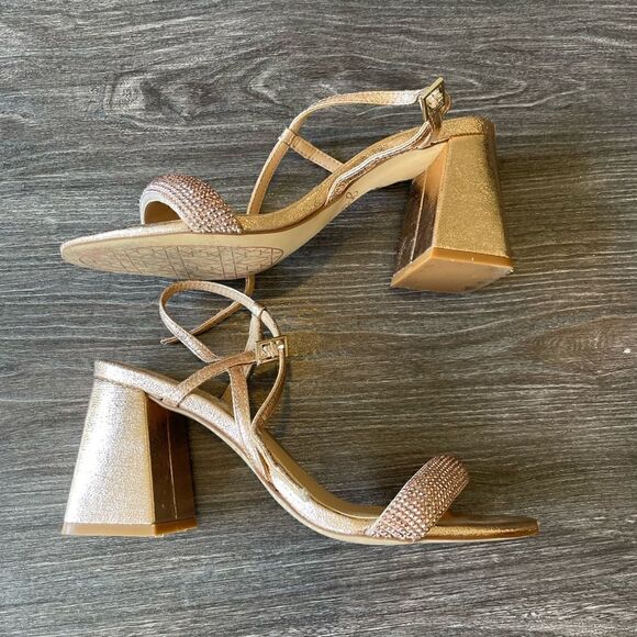 Sparkly strap rose gold heeled sandals - Picture 2 of 3